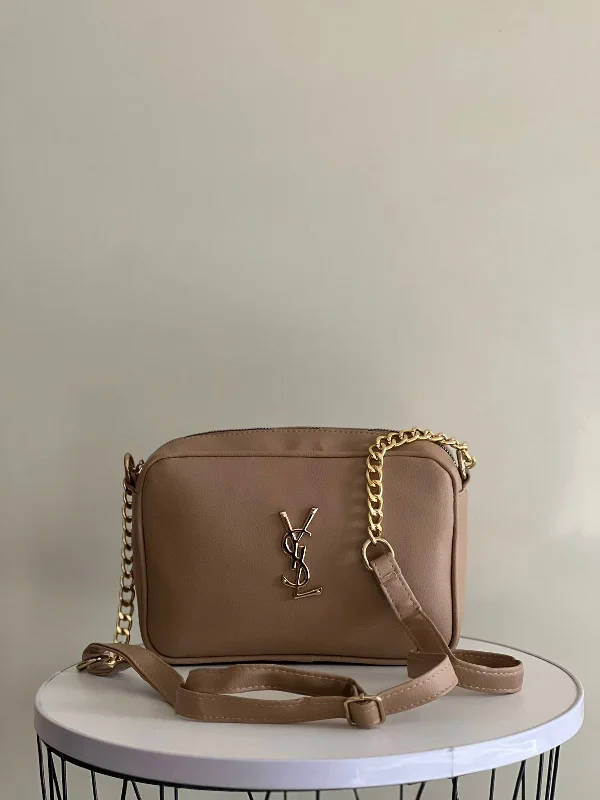 Yves Saint Laurent leather crossbody bagsElegant Women Bag - YSL-Inspired Crossbody with Chain Strap (Beige)