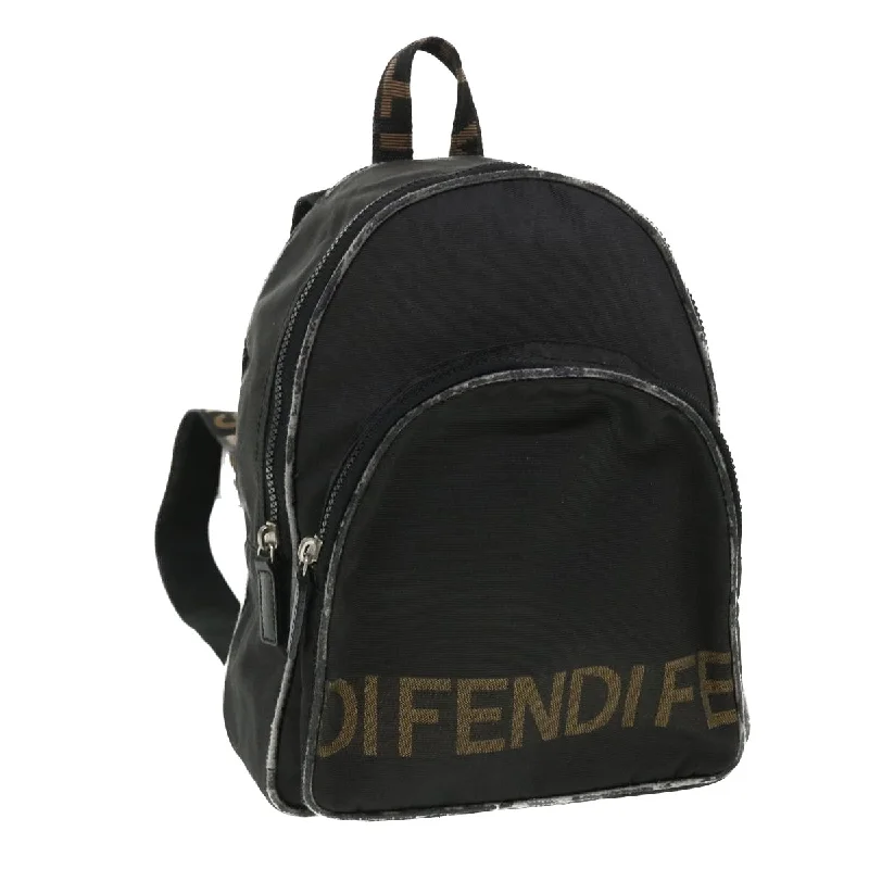 Ladies Fendi Peekaboo bags with a hand - stitched leather handle for artisanal charmFENDI Backpack Nylon Black Brown  yb325