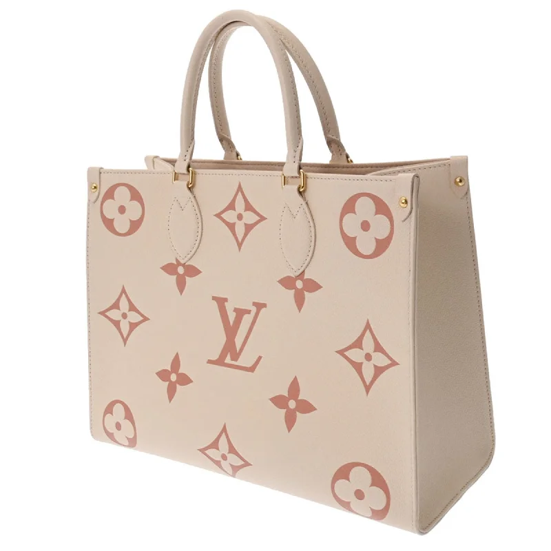 Louis Vuitton tote bags with a printed LV logo on the front for brand visibilityLOUIS VUITTON Monogram Empreinte On the Go MM Creme M21575 Women's Leather Bag