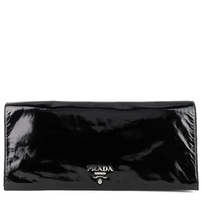 Prada bags with a front - zip pocket for small items like cards and keysPatent Leather Sfumata Clutch Bag