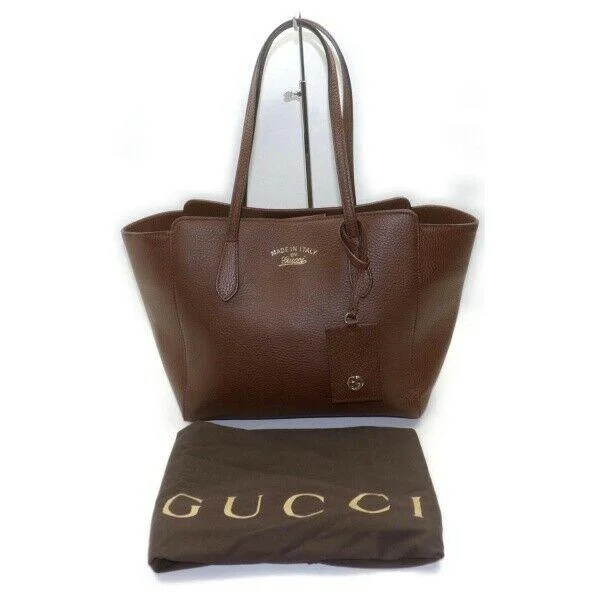 Women Gucci crossbody bags in a bold red colorBrand Inspired Gucci Tote Bag Swing Tote Brown Leather (SHC7-11055)