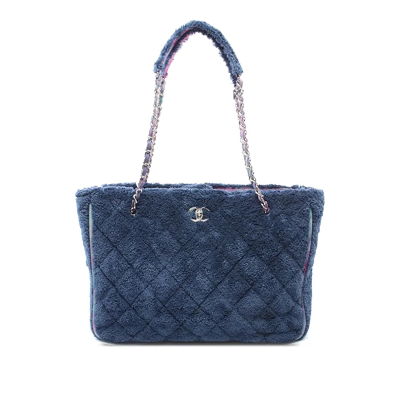 Chanel Handbag with Adjustable Strap for ComfortBlue Chanel Large Terry and Ribbon Shopping Tote