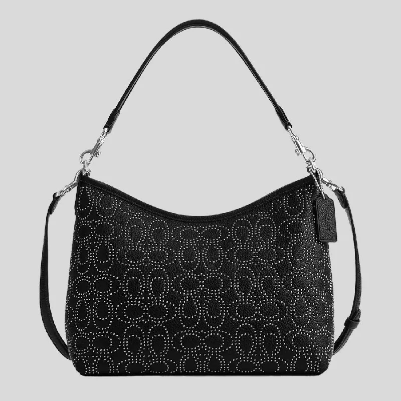 Coach bags with a back - zip pocket for storing valuables securelyCOACH Laurel Shoulder Bag With Signature Rivets Black CX258