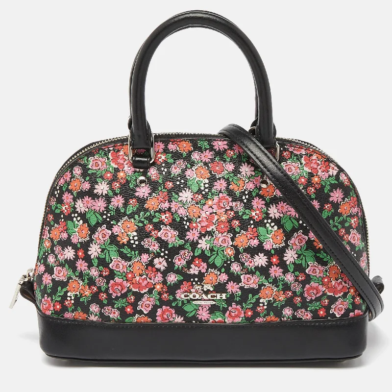 Medium - sized Coach shoulder bags in rich, deep colors for a sophisticated appearanceMulticolor Floral Print Coated Canvas and Leather Mini Sierra Satchel