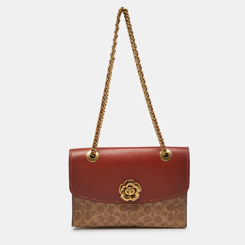 Coach Borough bags with a removable interior organizerBrown/Beige Signature Coated Canvas and Leather Parker Shoulder Bag