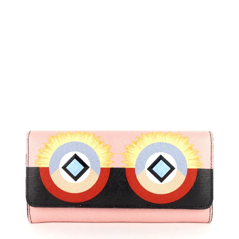 Fendi handbags with a glow - in - the - dark FF logo for a fun and unique featureVitello Elite Hypnoteyes Continental Calfskin Wallet