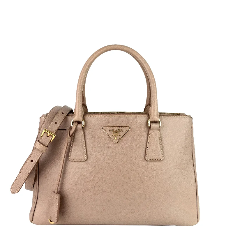 Ladies Prada shoulder bags with a wide - width strap for enhanced comfortGalleria Double Zip Small Saffiano Leather Tote Bag