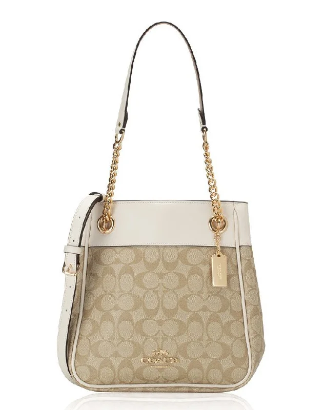 Coach bags with a zippered interior pocket for separating itemsCoach C8152 Signature Cammie Chain Bucket Bag