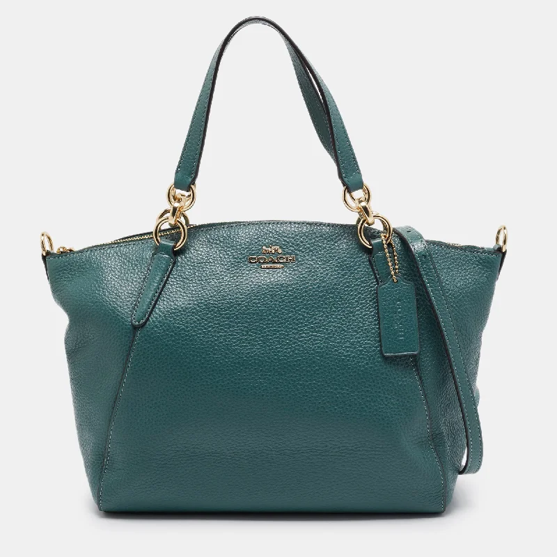 Coach bags with a zippered interior pocket for separating itemsGreen Leather Small Kelsey Satchel