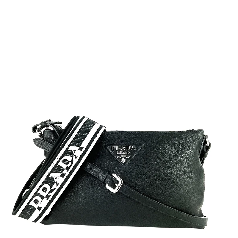 Prada crossbody bags with a woven leather strap for a unique textureSoft Vitello Daino Leather Zipped Crossbody Bag