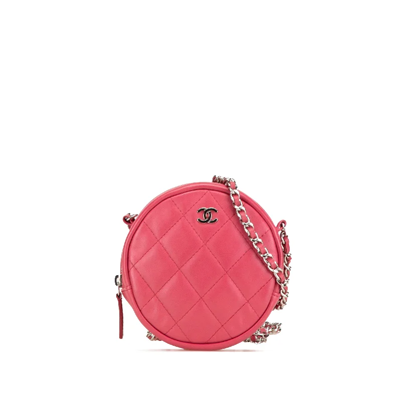 Chanel bags sale 2025Pink Chanel Quilted Lambskin Round Clutch With Chain Crossbody Bag