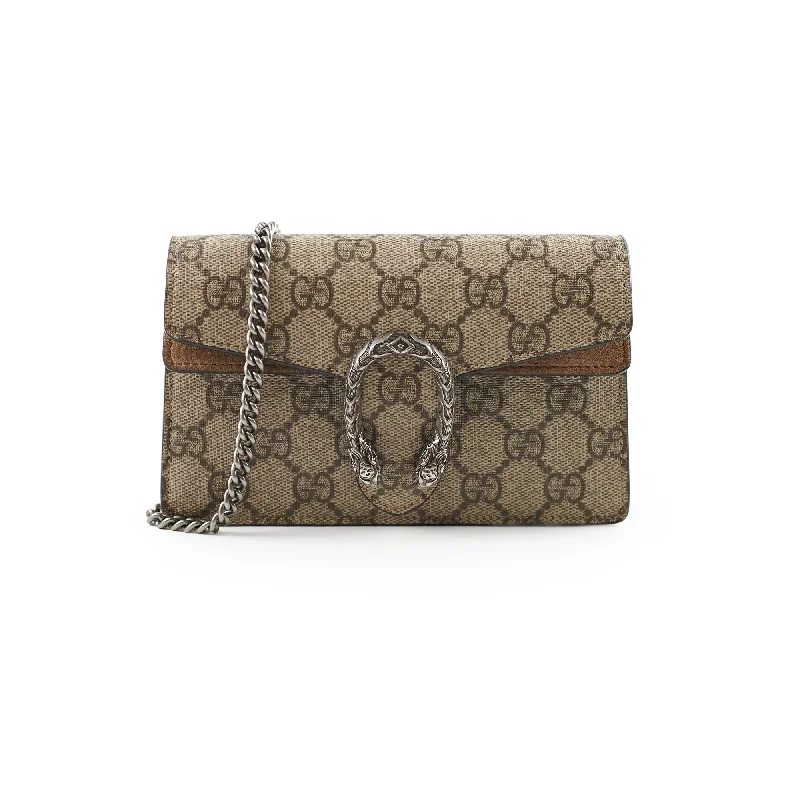 Women Gucci crossbody bags with a woven leather strapGucci Supermini Dionysus Supreme GG Bag Beige