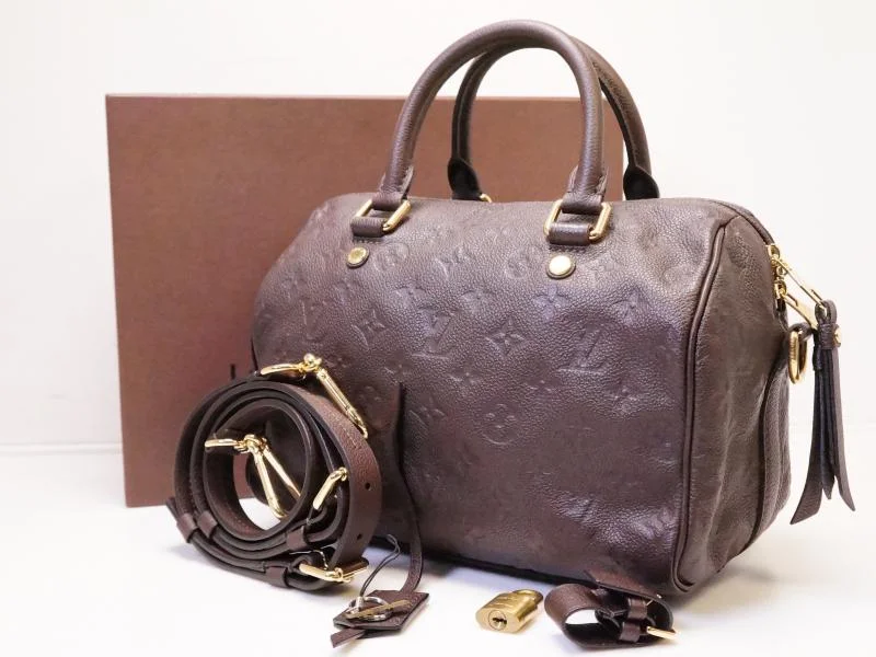 Louis Vuitton handbags with a back - zip pocket for storing valuablesAuthentic Pre-owned Louis Vuitton Monogram Empreinte Brown Speedy 25 Bandouliere 2-way M40761 210554