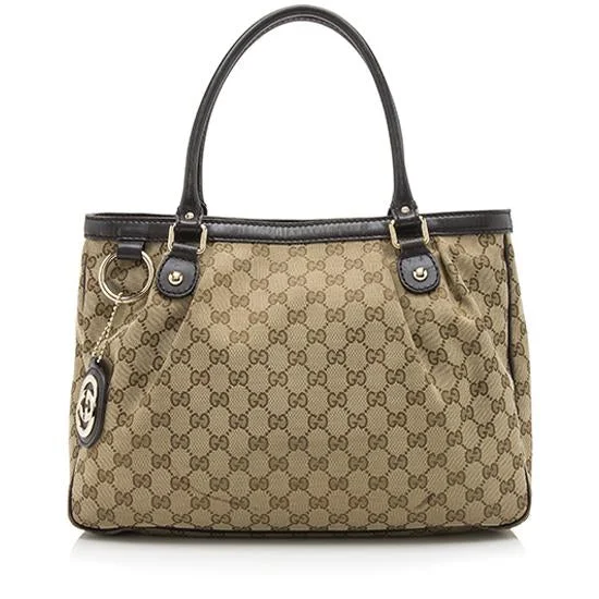 Gucci tote bags for women with a double - handle designGucci GG Canvas Sukey Tote