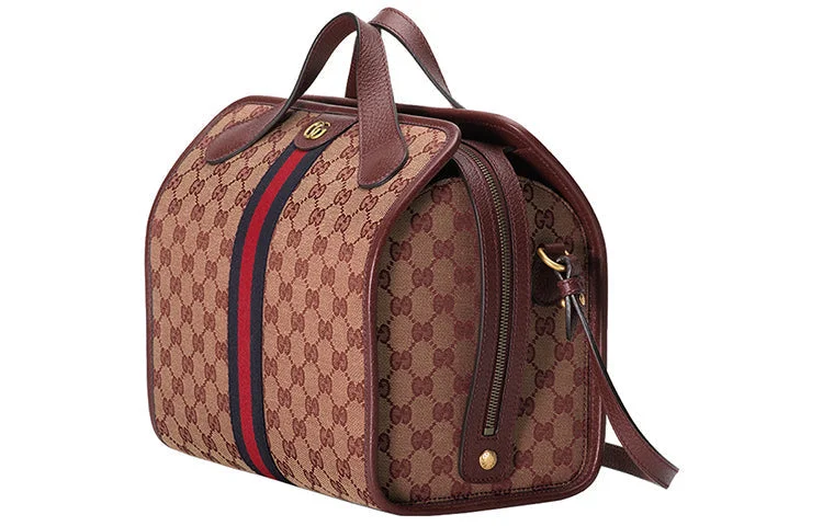 Gucci Marmont bags for women with a snakeskin - effect panel(WMNS) GUCCI Logo Stripe Webbing Canvas Large Capacity travel handbag Unisex / Red Classic 565224-9Y9MT-9864