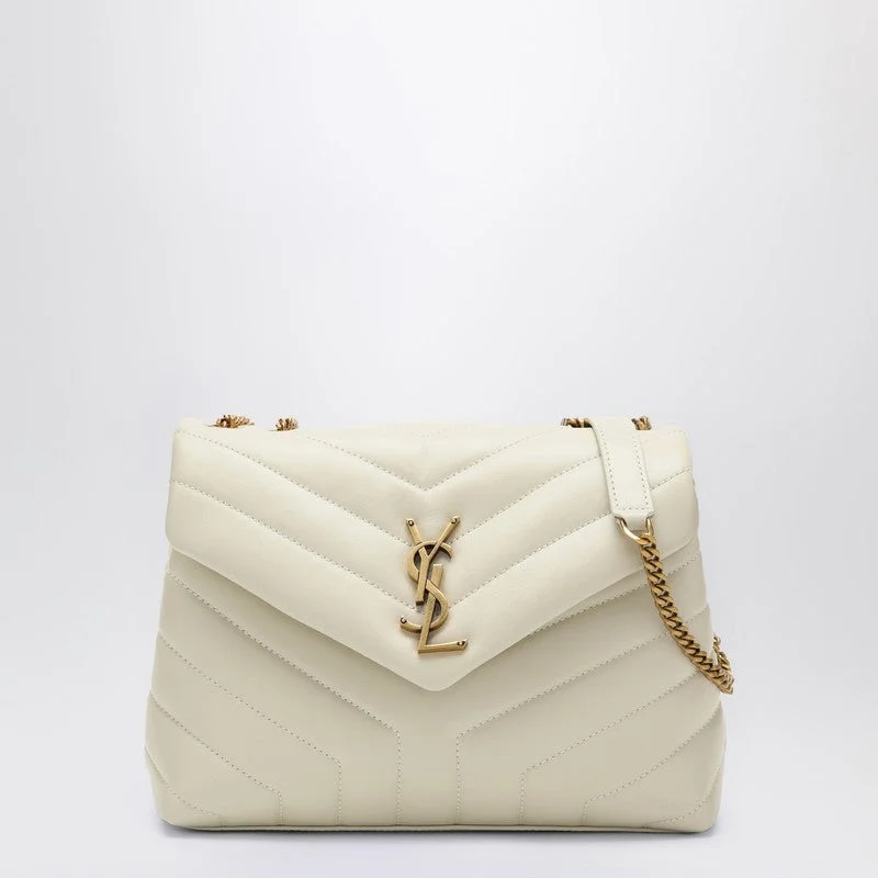 Yves Saint Laurent bags with adjustable strapsSaint Laurent Cream-Coloured Small Ysl Loulou Bag Women