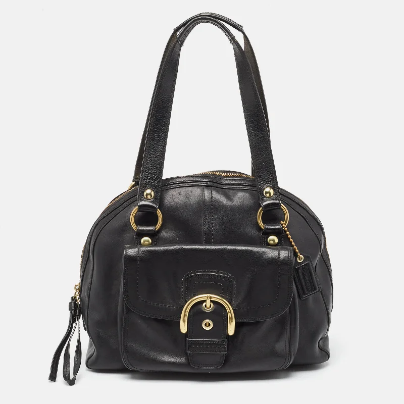 Coach Borough bags with a removable interior organizerBlack Leather Dome Satchel