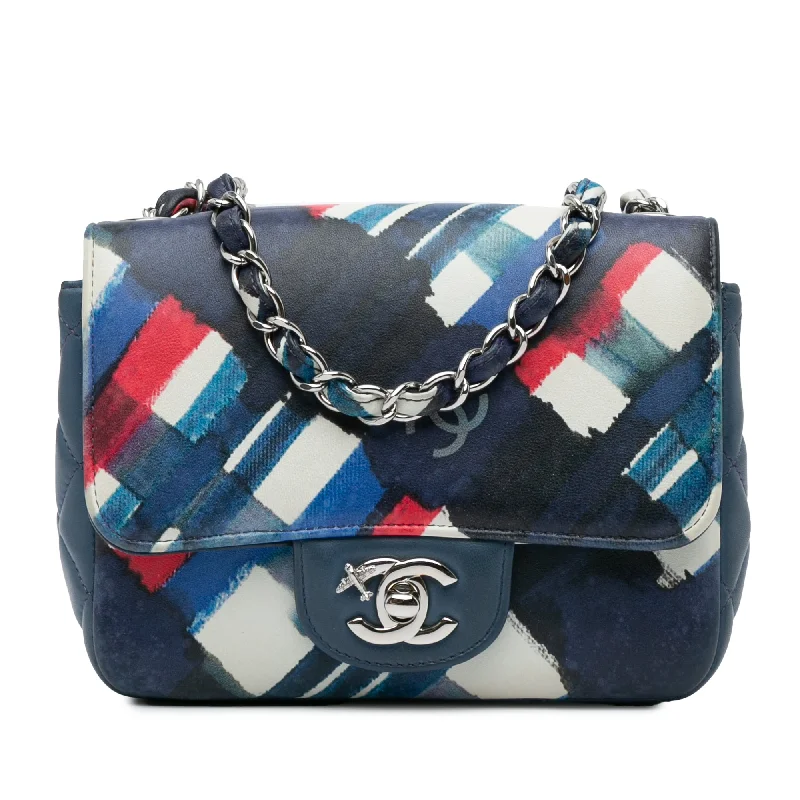 Chanel bags as wedding day accessoriesBlue Chanel Mini Square Classic Printed Lambskin Airlines Flap Crossbody Bag