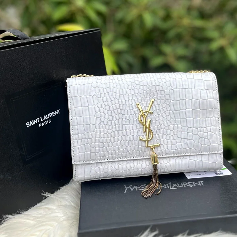 Yves Saint Laurent wallets and matching bagsYSL Crossbody Bag with Long Chain For Women (White)