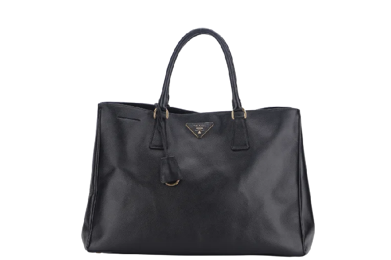 Prada bags with a back - zip pocket for storing valuables securelyPRADA TOTE BAG NERO SAFFIANO LUX (BN1844) GOLD HARDWARE WITH CARD