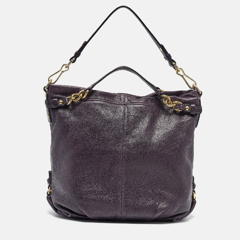 Coach Borough bags with a removable interior organizerPurple Leather Large Brooke Hobo