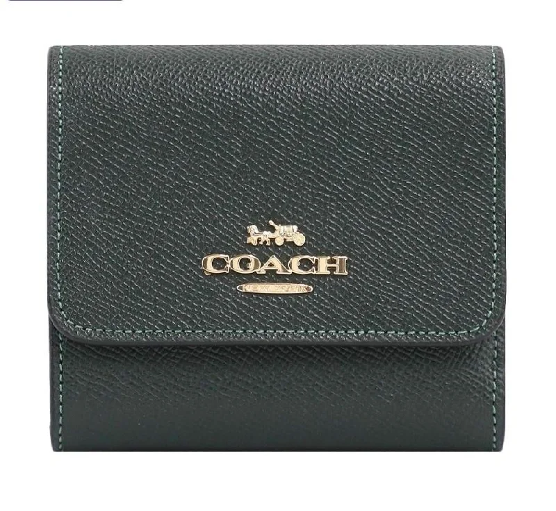 Coach bags with a back - zip pocket for storing valuables securelyCoach Trifold Leather Wallet Mini Wallet