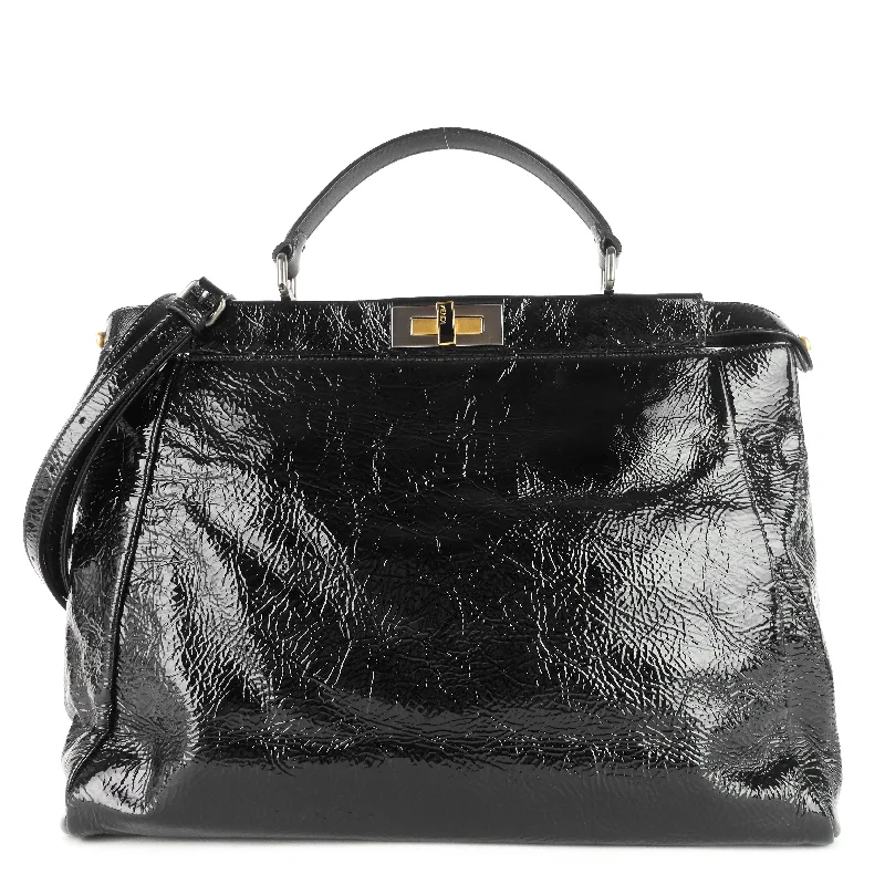 Fendi crossbody bags with a detachable wallet on chain for a hands - free wallet optionPeekaboo Large Crinkled Patent Leather Bag