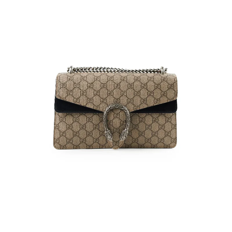 Women Gucci bags with interlocking G hardware for a classic lookGucci Medium Dionysus GG Supreme Shoulder Bag Black