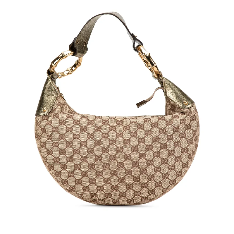 Yves Saint Laurent Rockstud bags for eveningBrown Gucci Medium GG Canvas Bamboo Ring Hobo