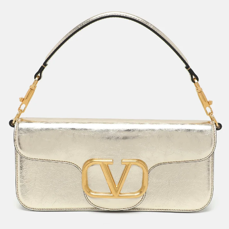 Valentino bags with modern, structured designsGold Leather Loco Shoulder Bag