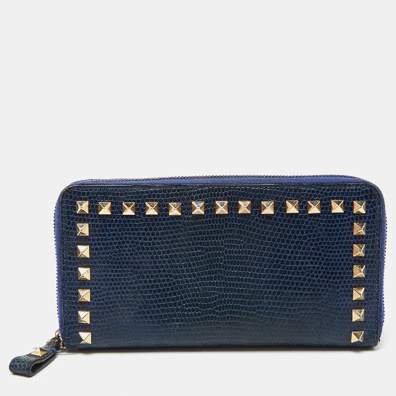 Valentino bags with vintage-inspired designsBlue Lizard Rockstud Zip Around Wallet