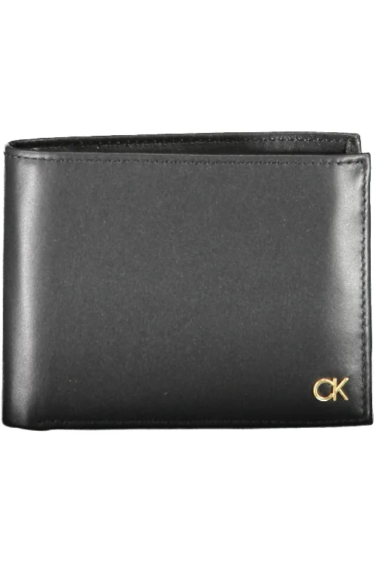 Calvin Klein designer handbags with logoCalvin Klein Black Leather Men Wallet