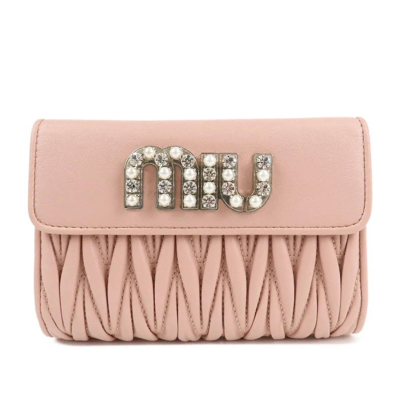 MIU MIU bags for casual weekend looksMIU MIU Matelasse Leather Tri-fold Wallet Pink