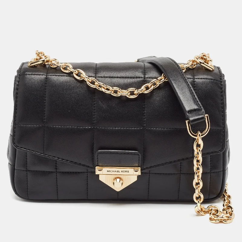 Michael Michael Kors Bags for antique shows in a classic and elegant styleBlack Quilted Leather Large Soho Chain Shoulder Bag