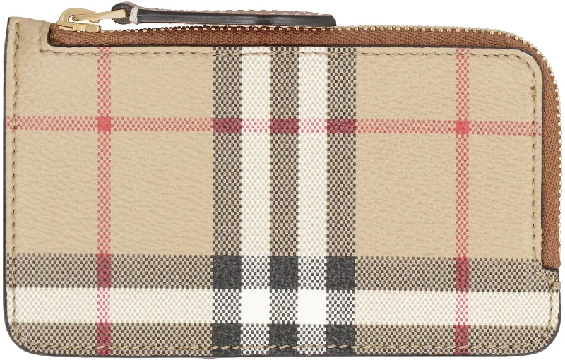 Quilted Burberry Bags for a Luxurious FeelWomen's Checked Motif Card Holder in Beige | 8070419143231 Color A7026