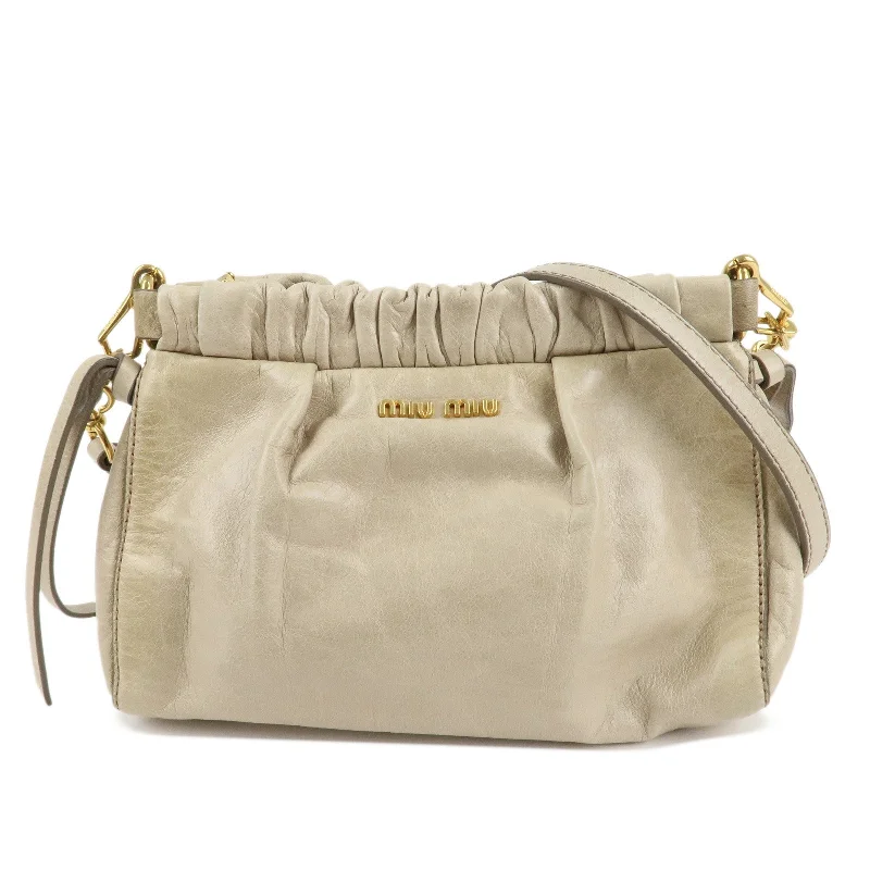 MIU MIU bags for formal occasionsMIU MIU Leather Shoulder Bag Crossbody Bag Ivory