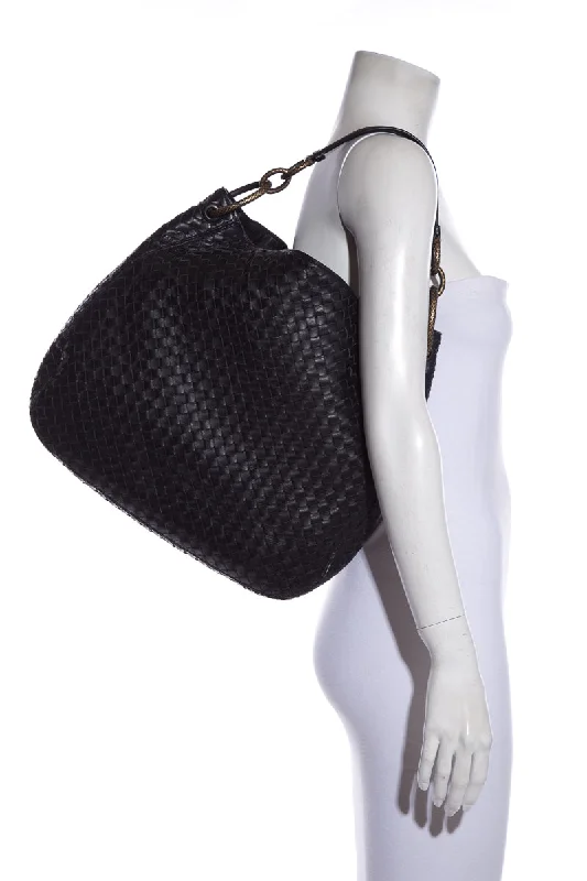 Bottega Veneta bags for horse - riding eventsBottega Veneta Black Large Intercciato Loop Hobo