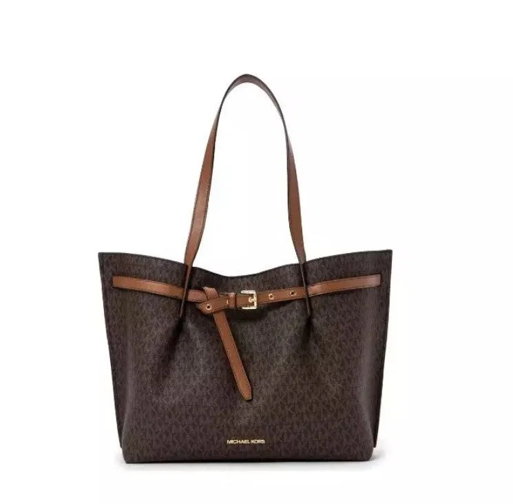 Michael Michael Kors Bags for backpackers who want a touch of luxuryMichael Kors Emilia Large Logo Tote Bag 35S1GU5T7B BROWN