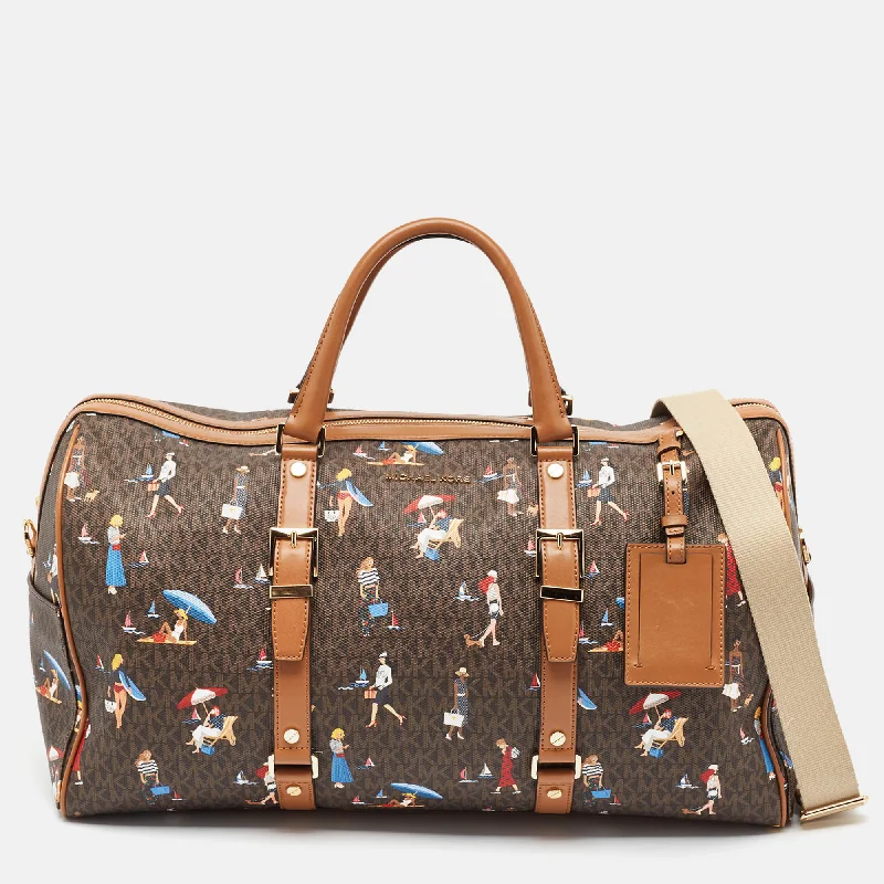 Michael Michael Kors Bags for opera nights in a glamorous and refined styleMulticolor Coated Canvas Faux Leather Duffel Bags