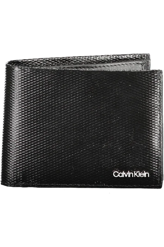 Calvin Klein designer handbags with logoCalvin Klein Black Leather Men Wallet