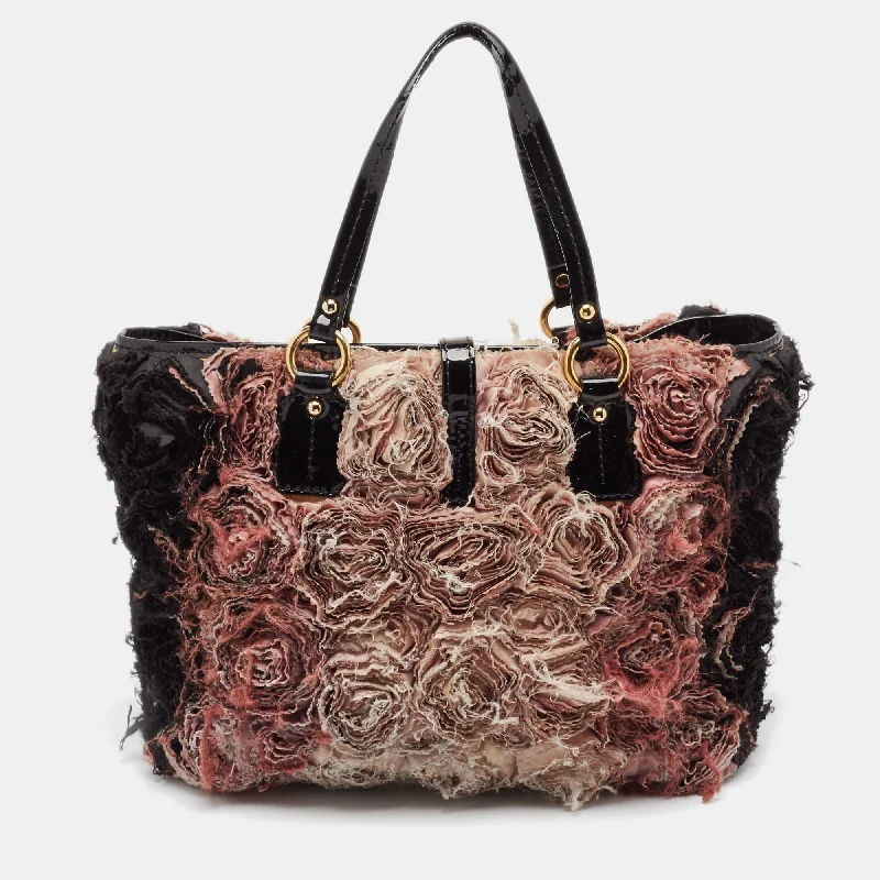 Valentino bags with soft leather textureMulticolor Satin and Patent Leather Rosier Tote