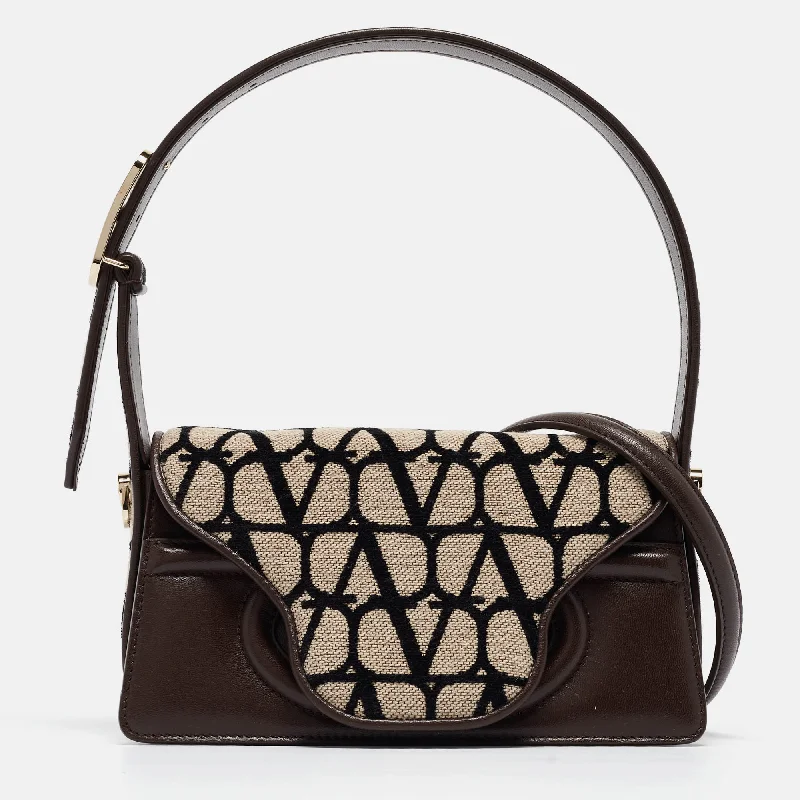 Valentino bags for the modern womanBrown/Beige Iconographe Canvas and Leather Le Petite Deuxième Top Handle Bag