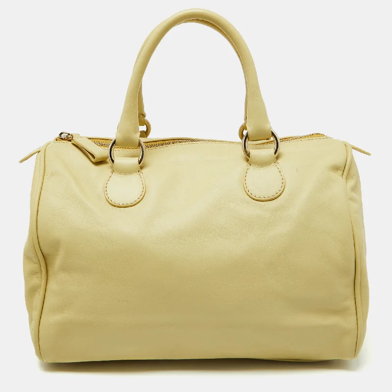 Valentino bags with luxury aestheticYellow Leather Zip Boston Bag