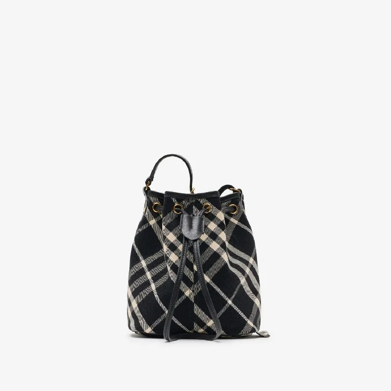 Miniature Burberry Crossbody Bags for Evening OutWomen's Check Mini Bucket Bag in Black | 8095057159199 Color A1003