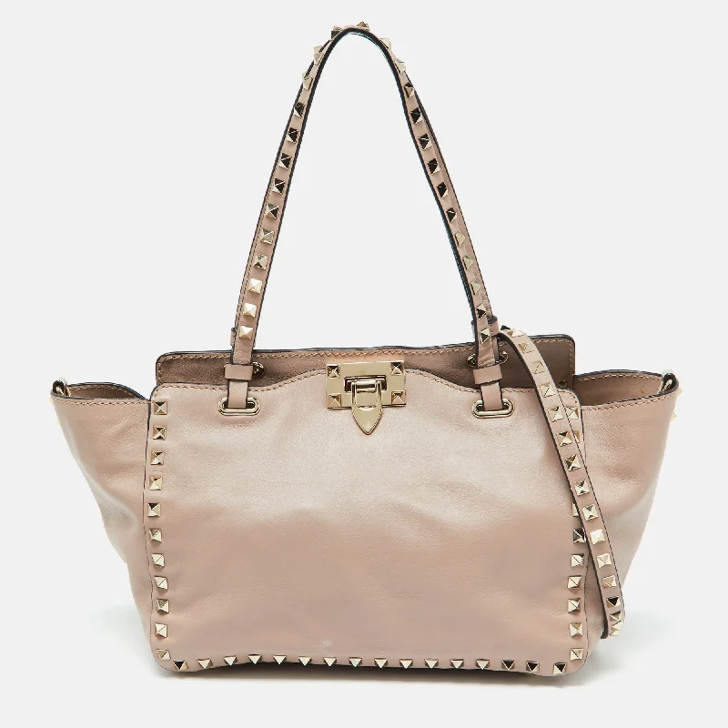 Valentino bags for minimalist fashion loversPink Leather Medium Rockstud Trapeze Tote