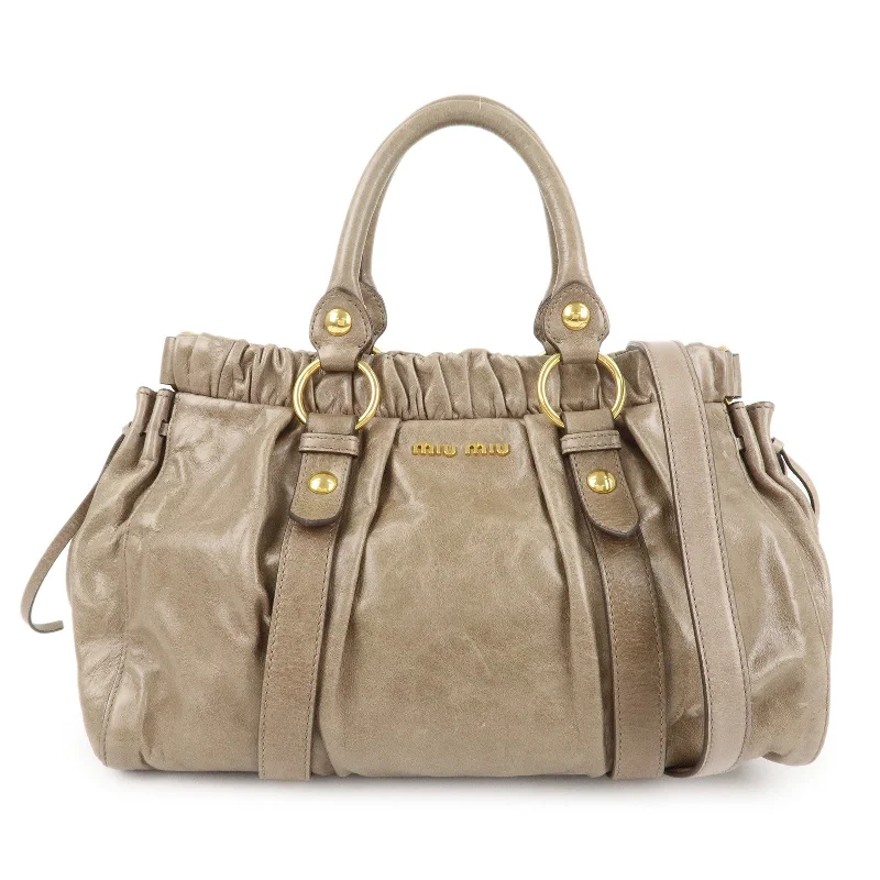 MIU MIU bags with structured designsMIU MIU Leather 2 Way Bag Hand Bag Shoulder Bag Gray