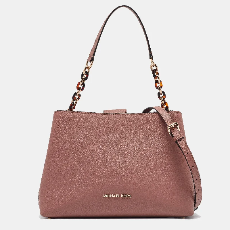 Michael Michael Kors Bags for solo travelers for a sense of luxury on the goOld Rose Leather Large East West Portia Satchel