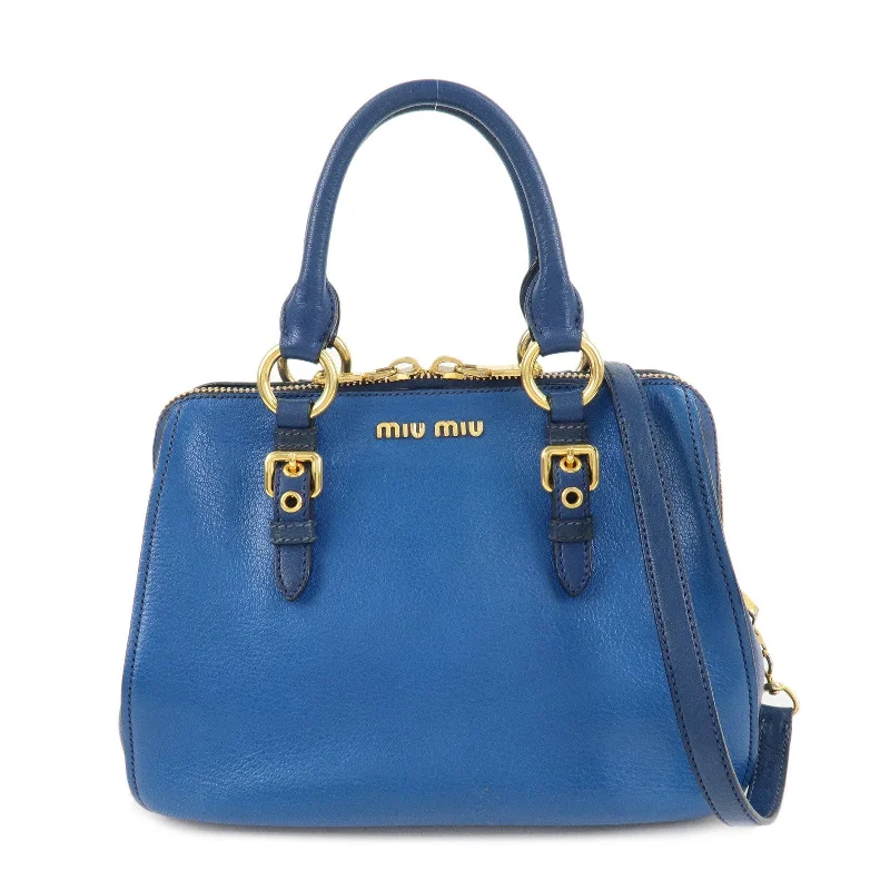 MIU MIU bucket bags with chic appealMIU MIU Leather 2Way Shoulder Bag Hand Bag Blue Gold HDW