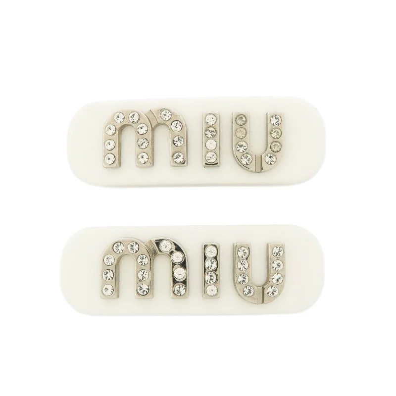 MIU MIU bags with smooth leather finishMIU MIU Plastic Rhine Stone Hair Clip White Silver