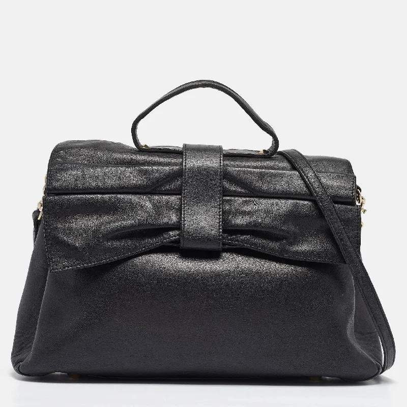 Valentino mini bags for evening eventsBlack Leather Bow Top Handle Bag